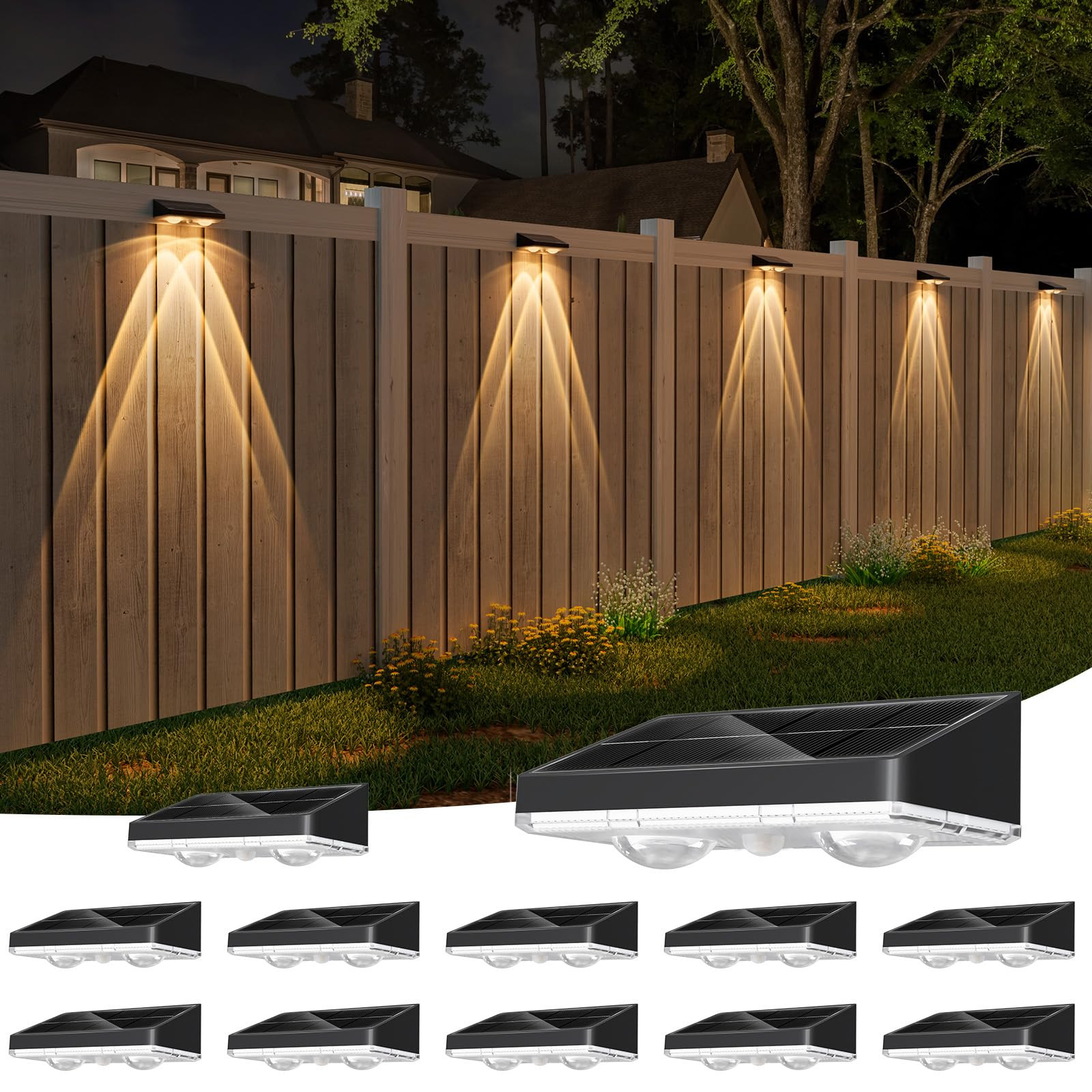 NIORSUN Solar Fence Lights,12 Pack Solars Deck Light,Warm White Color,Outdoor Bulb Waterproof Led... | Amazon (US)