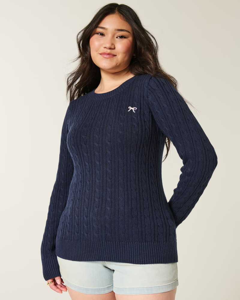Cable-Knit Heart Crew Sweater | Hollister (US)