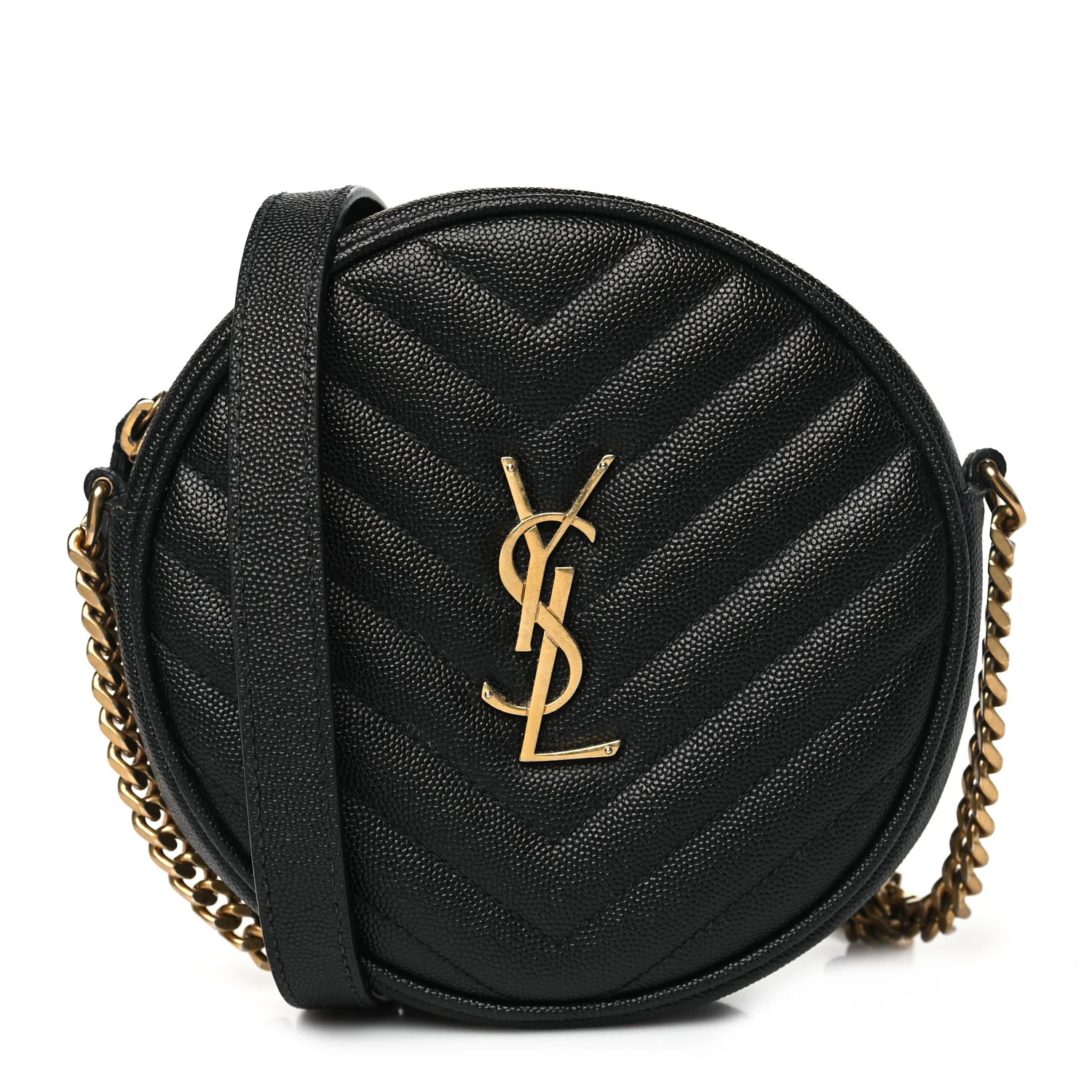 Grain De Poudre Matelasse Chevron Quilted Round Vinyle Camera Bag Black | FASHIONPHILE (US)