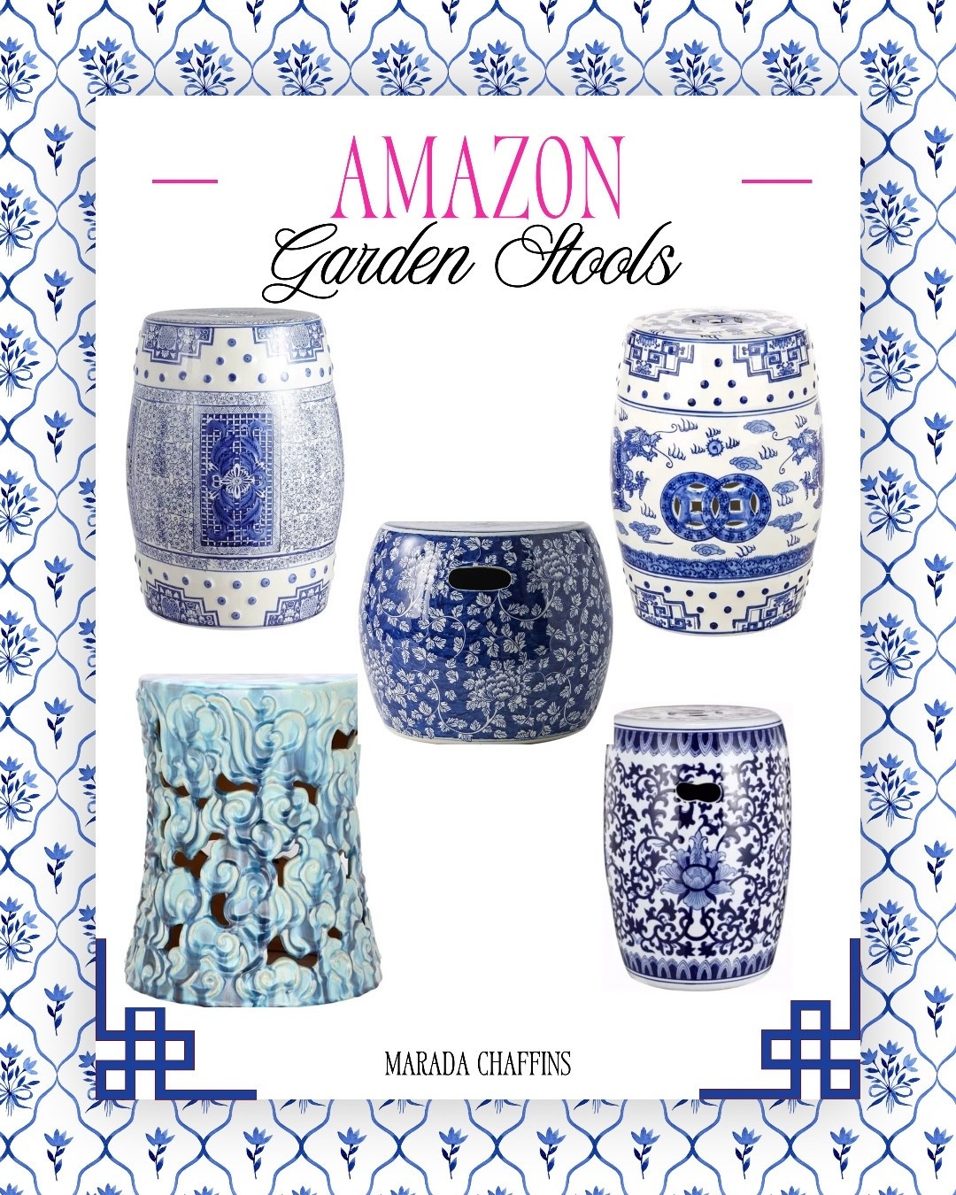 Blue and white garden stools
Grand millennial decor

#LTKSeasonal #LTKHome #LTKSaleAlert