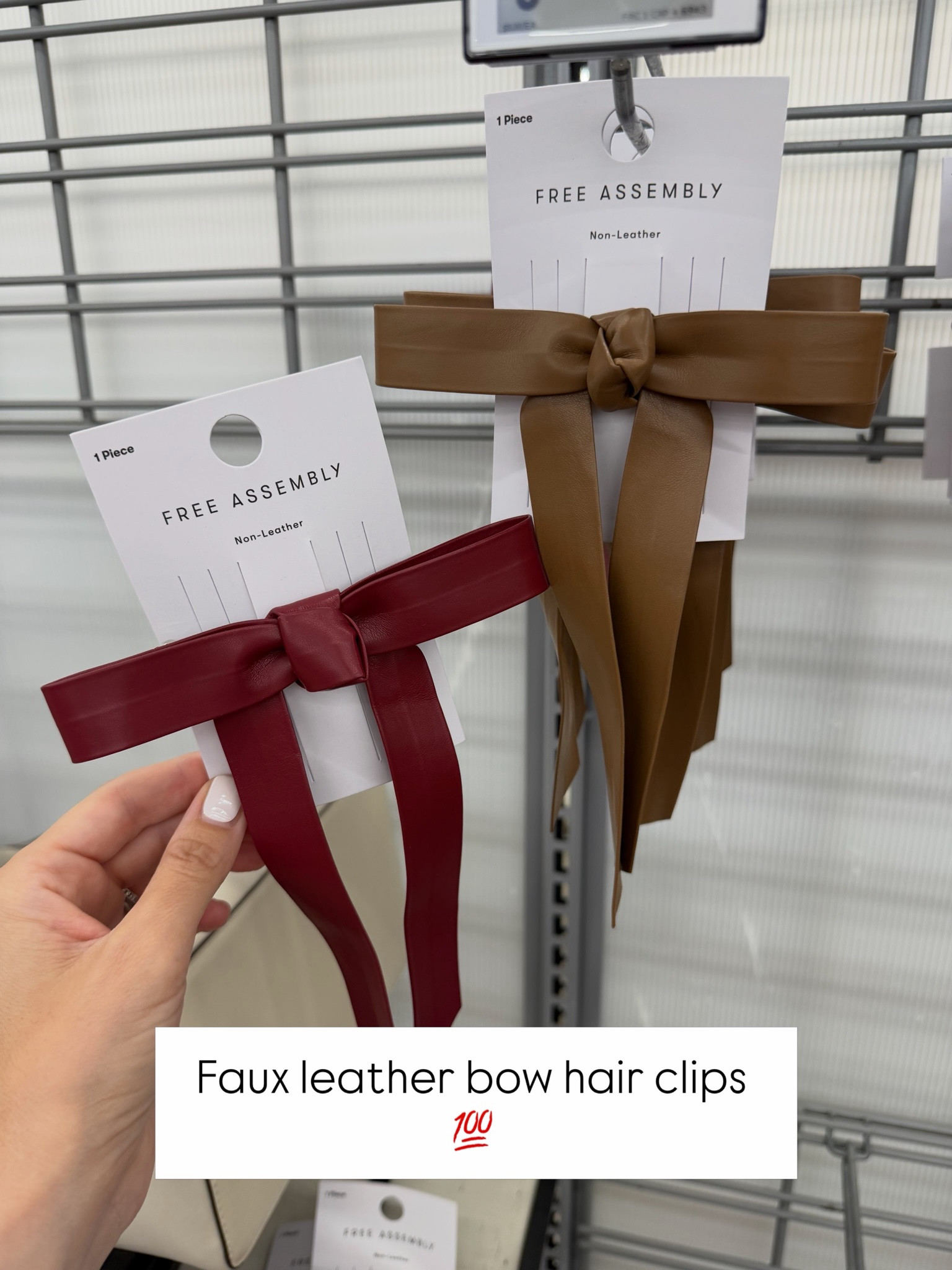Faux leather bow hair clips at Walmart #walmartfinds