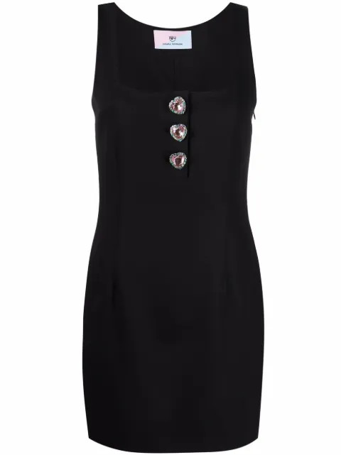 heart buttons fitted minidress | Farfetch Global