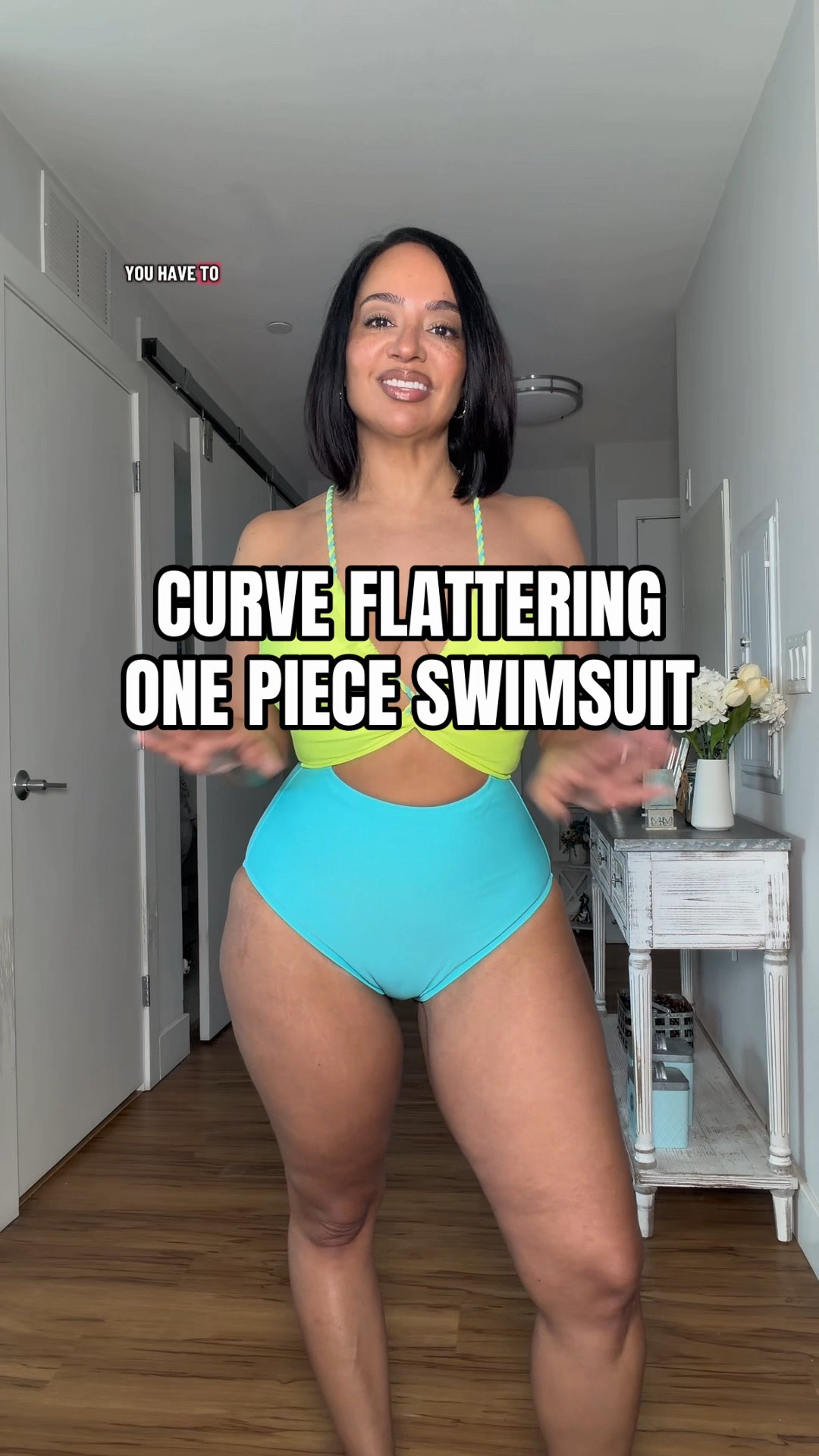 Curve flattering one piece swimsuit with tummy control 😍🩵 Definitely bringing this on my beach vacation to Mexico. Fits true to size and comes in multiple colors! 

#LTKPetite #LTKSwim #LTKOver40