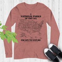 National Parks Map Long Sleeve Shirt Hiking Camping Tee | Etsy (US)