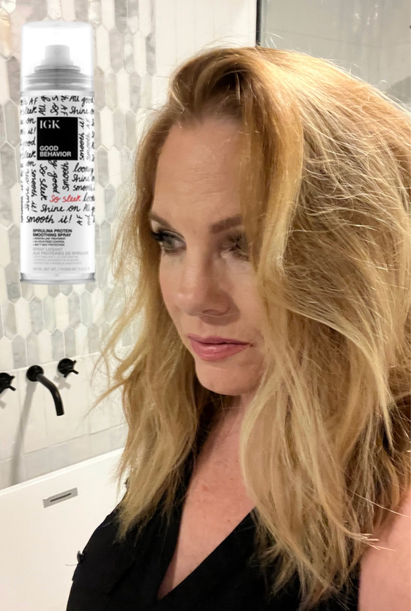 I just started using this IGK Good Behavior Smoothing Spray. It’s so good!!! I just got an email from them asking me to review it. I gave it 5 out of 5 stars ⭐️ That’s how good it is!

I have somewhat frizzy hair. This stuff is so easy to use because I can use it on damp hair then blow dry. Or spray it on dry hair before styling. The smell is so fresh and so clean!!! 

I’ve tried so many hair straightening products and this one is the one that works. 

Right now you can get 25% off site wide with the code GOHAULOUT.

#LTKHolidaySale #LTKbeauty #LTKstyletip