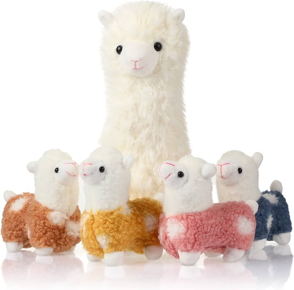 Llama Stuffed Animal with 4 Baby Llama Cute Alpaca Plush Set Kawaii Llama Gift Soft Pillow for Gi... | Amazon (US)