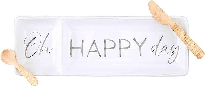 Mud Pie Happy Day Boxed Tray Set, White, 4.5" x 13" | Amazon (US)