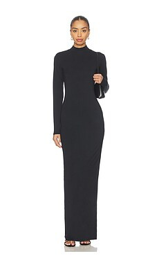 SKIMS Smooth Layers Turtleneck Dress in Obsidian from Revolve.com | Revolve Clothing (Global)