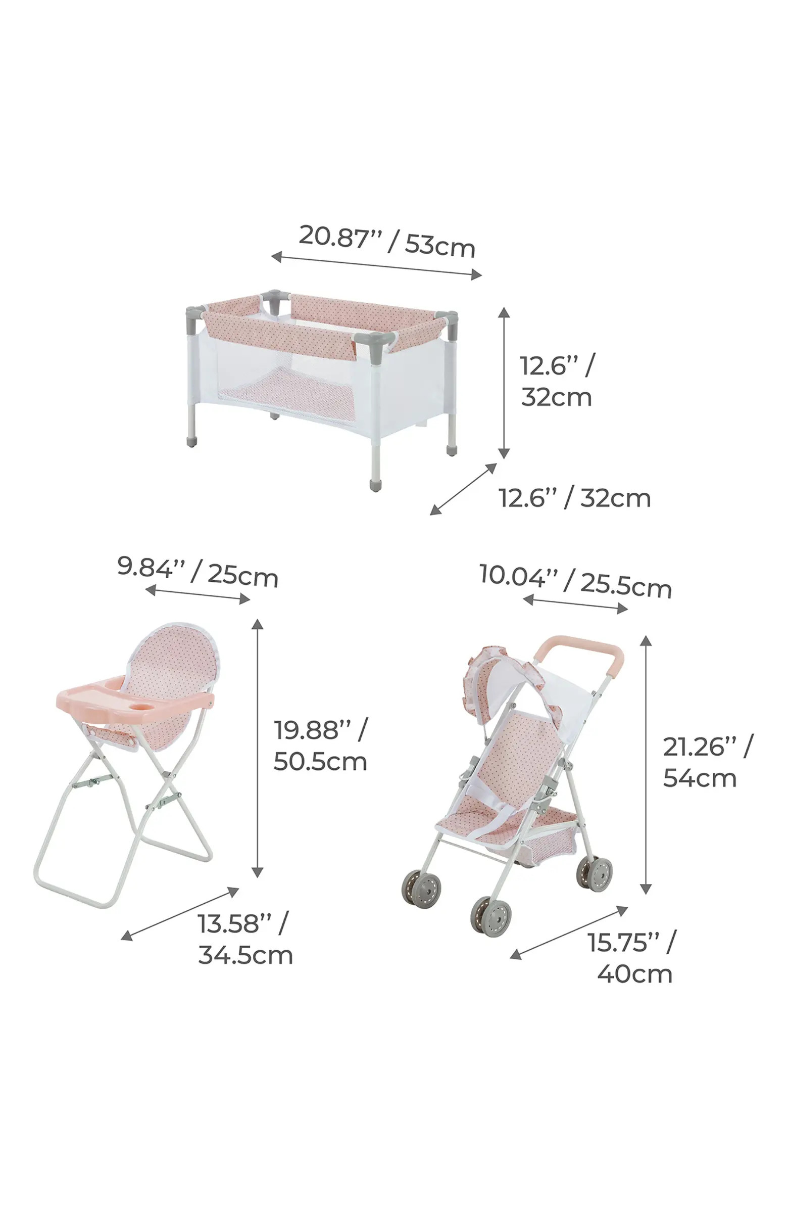 Olivia's Little World Polka Dots Princess 3-in-1 Baby Doll Nursery Set | Nordstrom