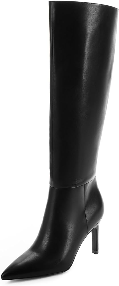 Easyfox Knee High Boots Women Pointed Toe Tall Boots 3 In Stiletto High Heel Long Boots Side Zipp... | Amazon (US)