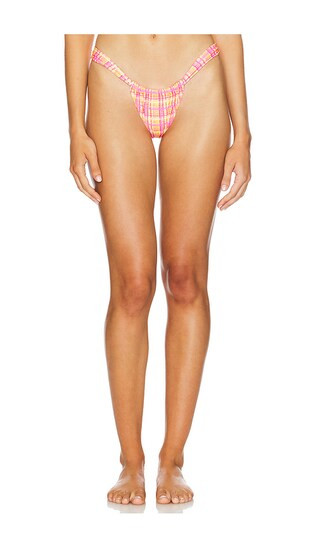 Ruched Thong Bikini Bottom in Peaches | Revolve Clothing (Global)