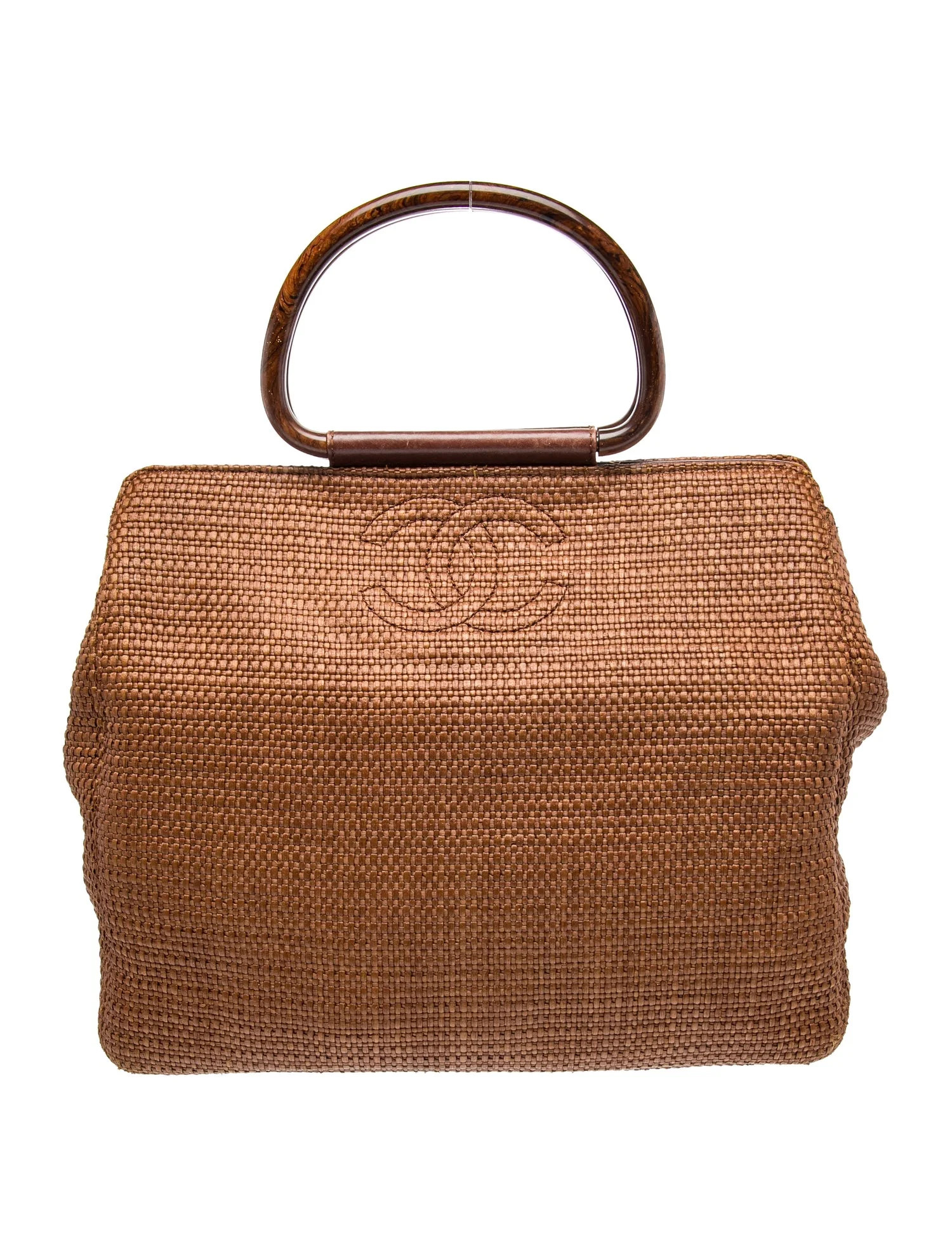 Chanel Raffia CC Handle Bag - Brown Handle Bags, Handbags - CHA1412189 | The RealReal | The RealReal