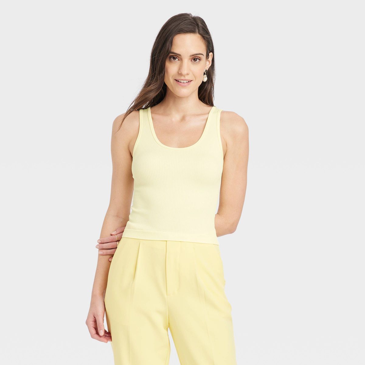 Women's Seamless Slim Fit Tank Top - A New Day™ Yellow M | Target