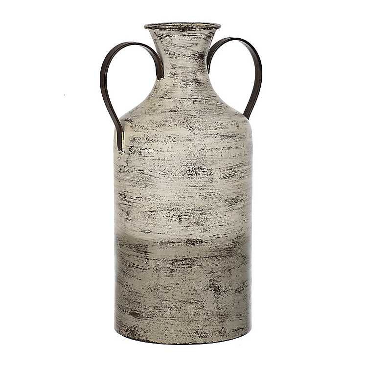 Gray and White Two-Toned Metal Vase | Kirkland's Home