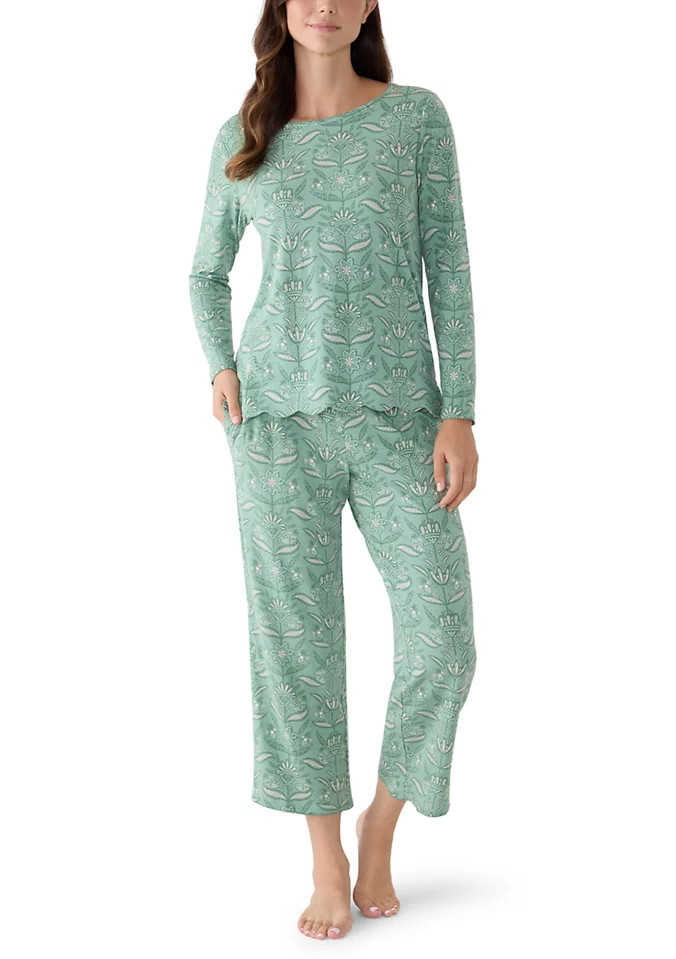 Women's Long Sleeve Scallop Top and Pants Pajama Set | Belk