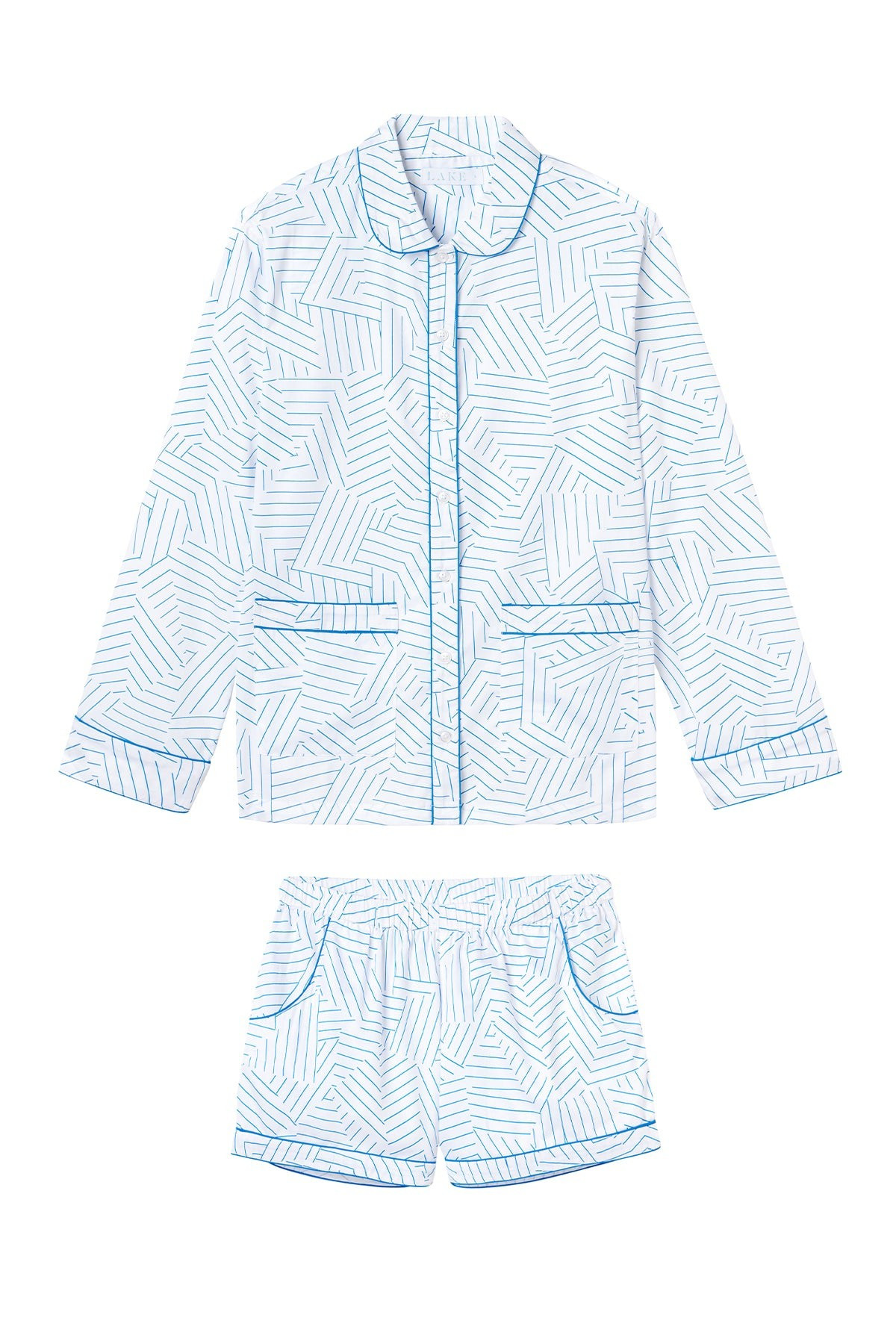 Schumacher x LAKE Poplin Piped Shorts Set in Cobalt | LAKE Pajamas