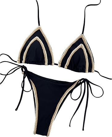 SHENHE Women's 2 Piece Triangle Tie Side Bikini Sets Summer Beach Halter Swimsuit Bathing Suit | Amazon (US)