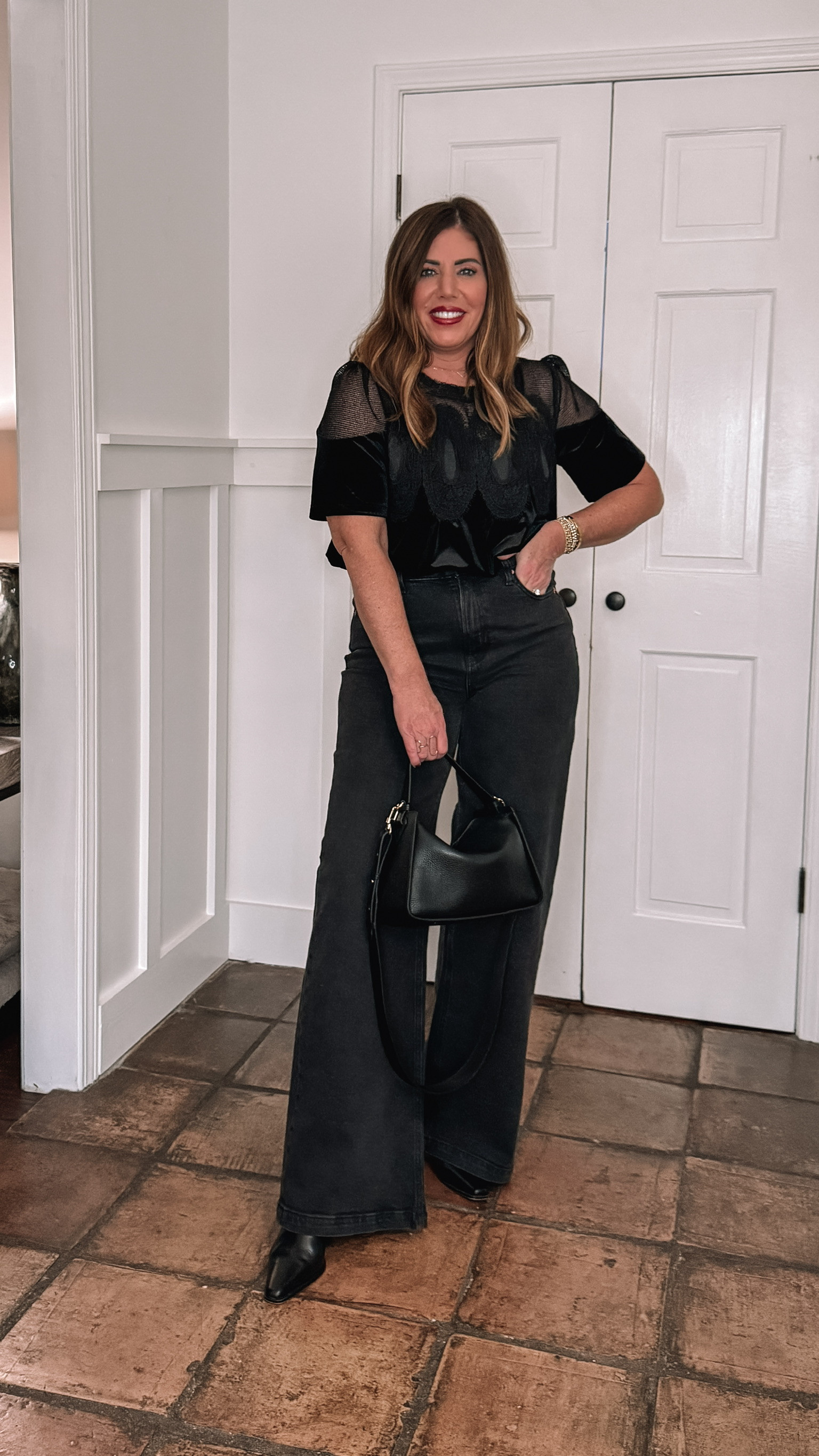 Anthro look for less tops from Amazon. Perfect to wear for New Year’s, any party, going out, you can wear them to work, church & more! So easy to dress up a pair of jeans or pants! They come in this velvet & faux suede in a short sleeve and long sleeve option. Several colors available great quality and so pretty. 

 #LTKgrwm #LTKOver40 #LTKMidsize