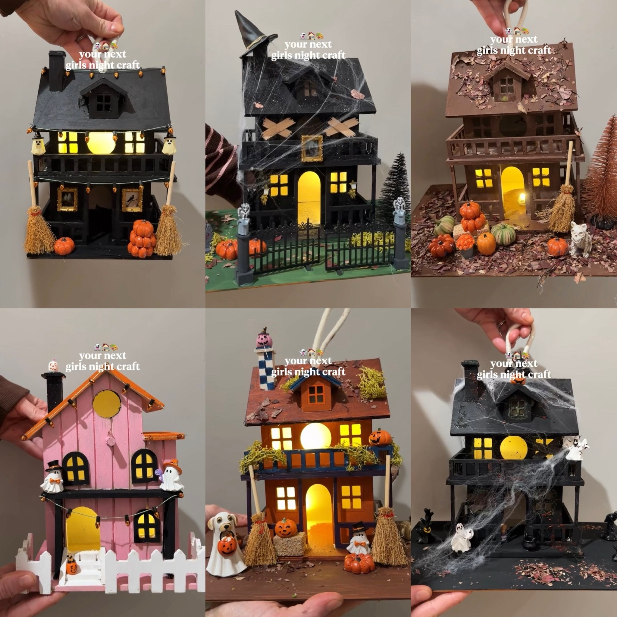 Paint haunted houses craft idea diy fall girls night idea cute easy fun