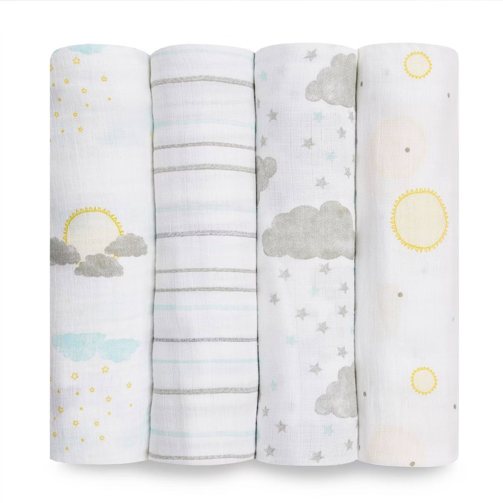 Aden + Anais Essentials Muslin Swaddles Partly Sunny - 4pk | Target