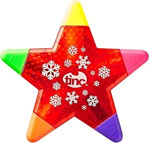 Tinc, Mehrfarbiger 5-in-1-Stern-Textmarker, Kompakter Stift mit leuchtenden Kappen, Rosa, Orange,... | Amazon (DE)