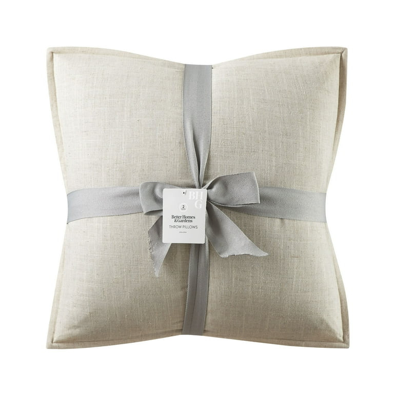 Better Homes & Gardens 20"x20" 2-Pack Linen Decorative Pillows, Papyrus Beige | Walmart (US)
