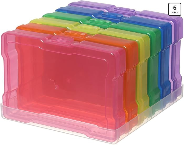 novelinks 6 Pack 4”x6” Photo Storage Boxes – Multi-Colored Plastic Organizer Cases with Lid... | Amazon (US)