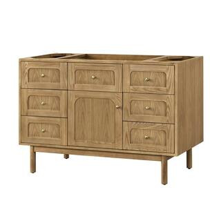 Laurent 47.9 in. W x 23.0 in. D x 33.0 in. H Single Bath Vanity Cabinet without Top in Light Natu... | The Home Depot