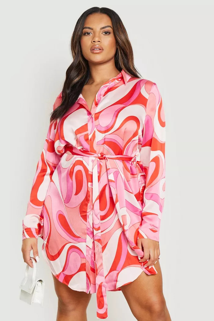 Plus Abstract Printed Shirt Dress | Boohoo.com (US & CA)