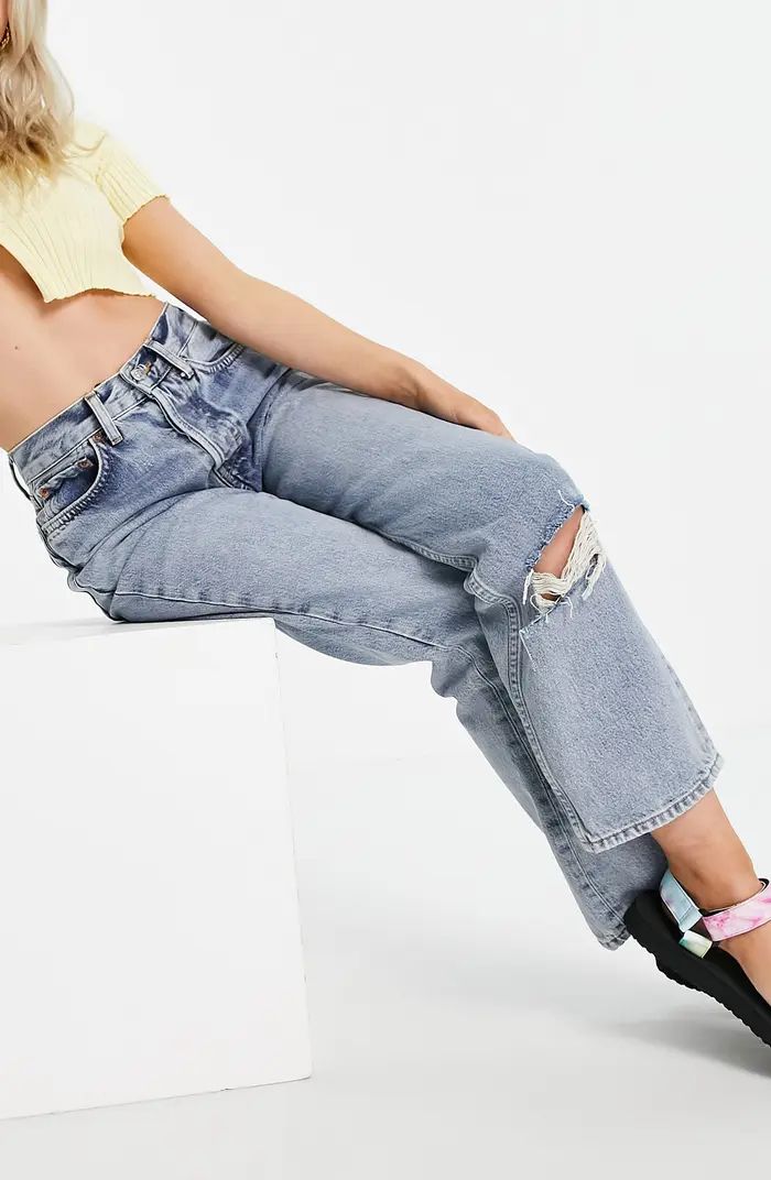 Double Ripped Knee Nonstretch Dad Jeans | Nordstrom