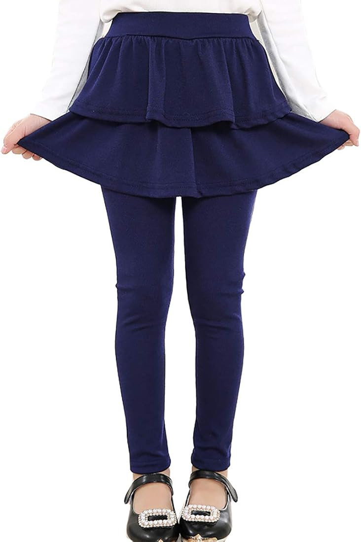 RieKet Girls Leggings with Skirt Warm Kids Leggings Tutu Pants 2-14 Years | Amazon (US)