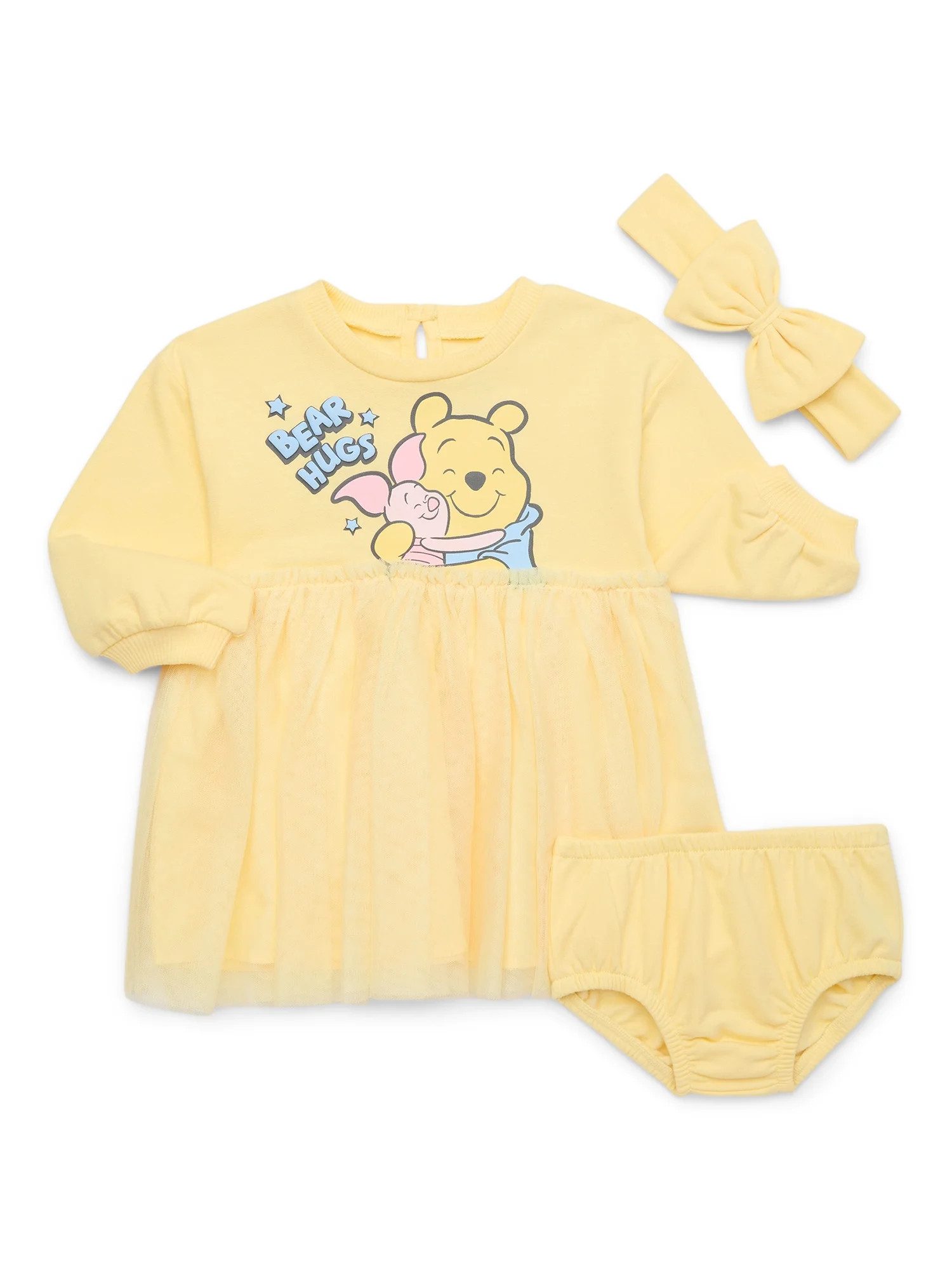 Disney Winnie the Pooh Baby Girls Tutu Dress, Diaper Cover & Headband, 3-Piece Set, Sizes 0/3 Mon... | Walmart (US)