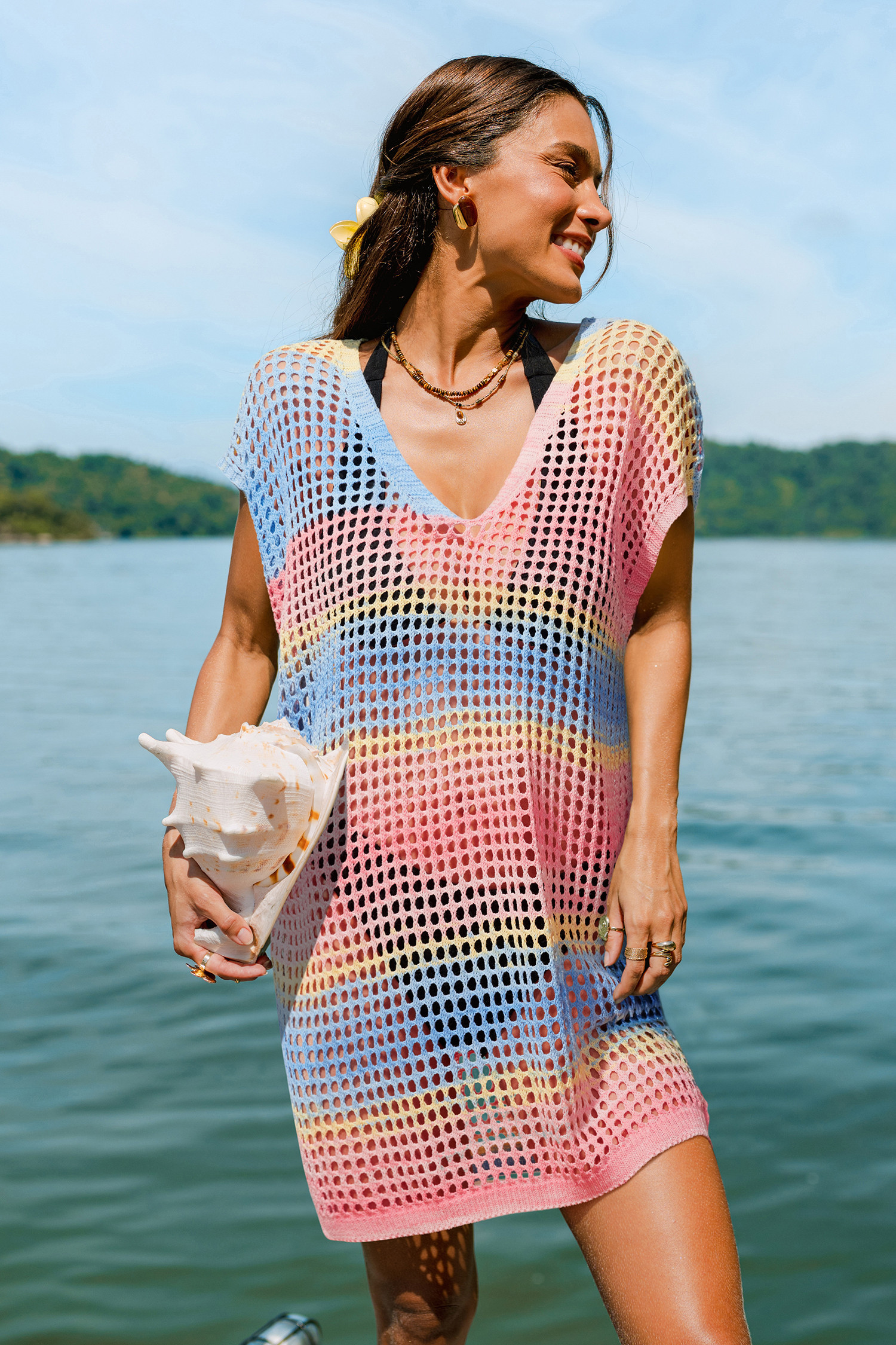 Color Spectrum Striped Cover-Up Mini Dress - XL | Cupshe US
