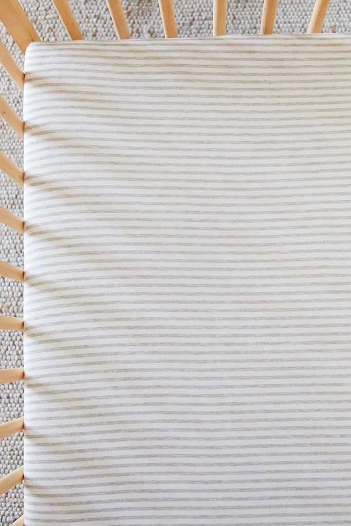 Natural & Grey Stripe Crib Sheet | Solly Baby