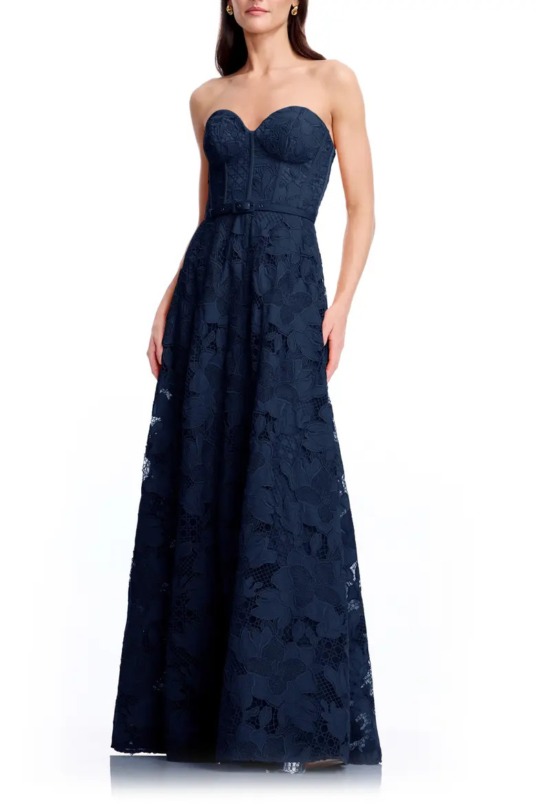 Pierson Floral Lace Belted Strapless Gown (Women) | Nordstrom | Nordstrom