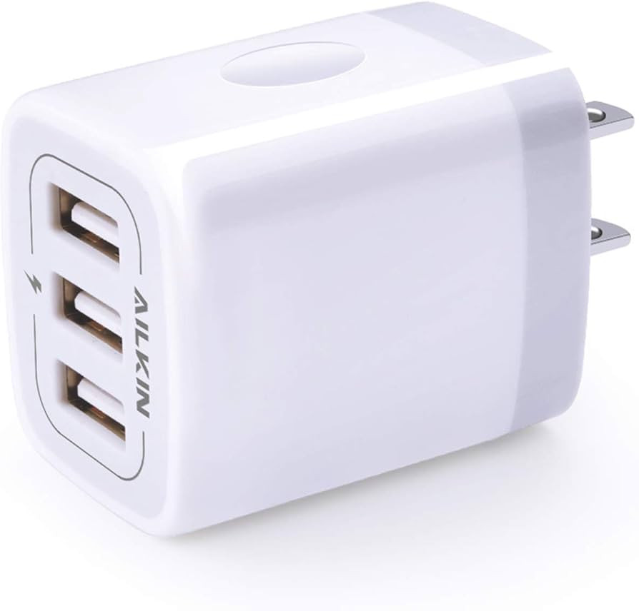 USB Charger Cube, Wall Charger Plug, AILKIN 3.1A 3-Muti Port USB Adapter Power Plug Charging Stat... | Amazon (US)