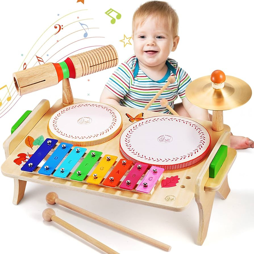 Wingyz Kids Drum Set for Toddlers Baby Music Instruments 7 in 1 Montessori Preschool Musical Toys... | Amazon (US)