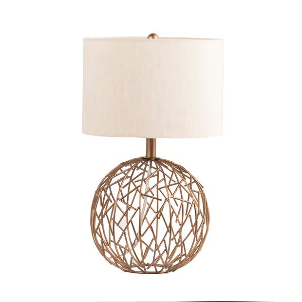 Gold 20-inch Modern Gold Lattice Ball Table Lamp | Rugs USA