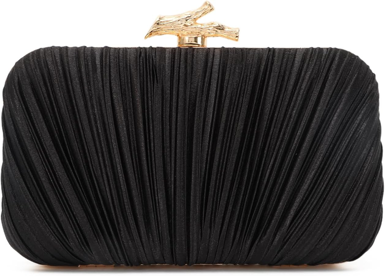 Freie Liebe Clutch Purses for Women Evening Bag Pleated Clutch Bag with Chain for Wedding Party | Amazon (US)