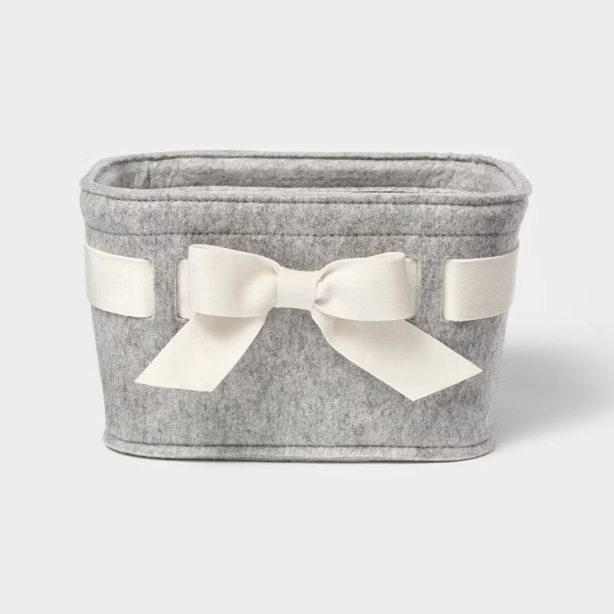 Holiday Basket Felt Gray with Ivory Bow - Threshold™ | Target