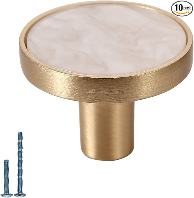 Amerdeco 10 Pack Brushed Brass Drawer Knobs Pulls Single Hole Cabinet Hardware Handles for Bathro... | Amazon (US)