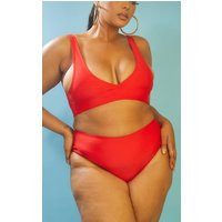 Plus Red Mix & Match High Waist Bikini Bottoms | PrettyLittleThing UK
