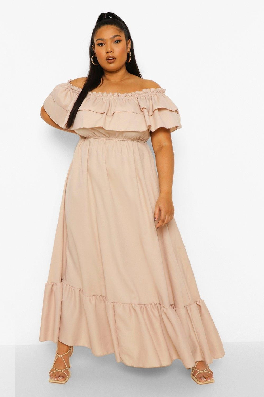 Plus Ruffle Off The Shoulder Maxi Dress | Boohoo.com (US & CA)