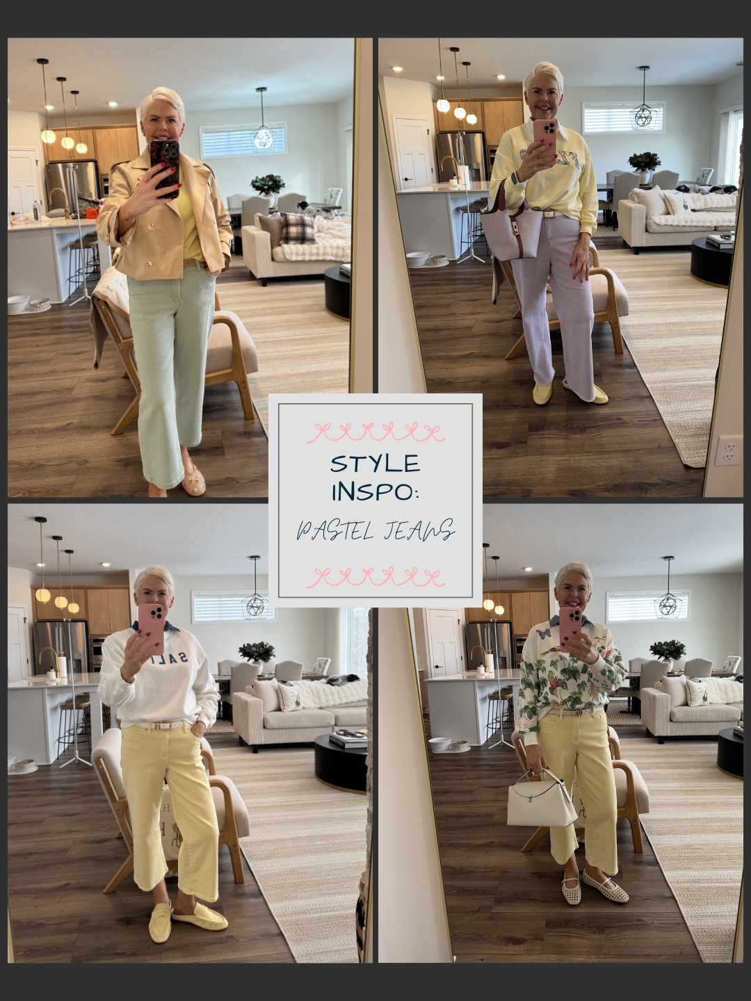 Spring Style Inspo: Pastel Denim. Who said denim has to be blue? Pastels are stepping in this spring—and I’m fully on board. Add a fun sweater or sweatshirt, sleek sneakers or woven flats, a chic handbag & belt — you are ready for the day! 

 #LTKdayinmylife #LTKootd #LTKmomlife