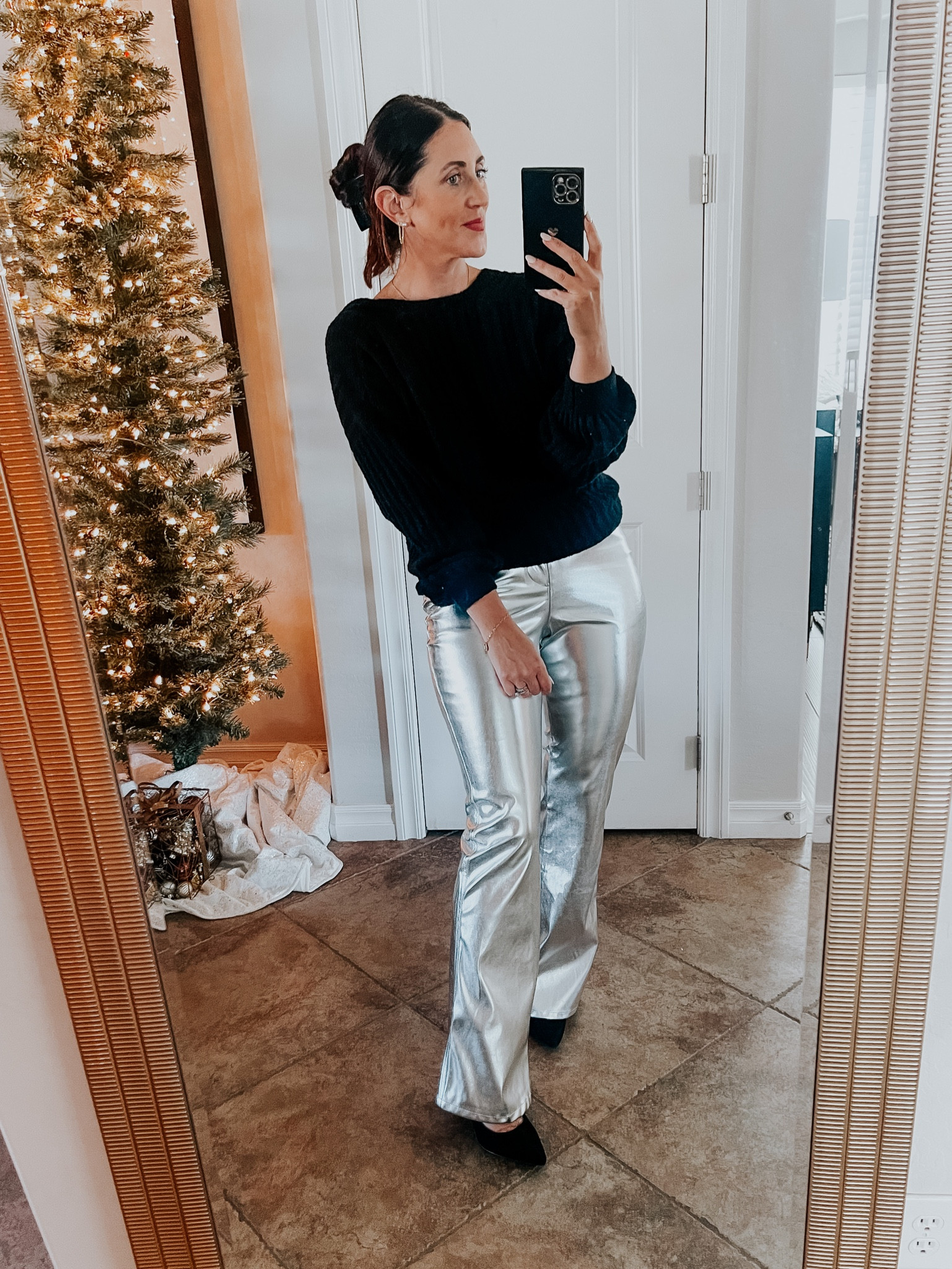 Metallic silver pants (wearing size 4) zip fly and pockets!

#LTKstyletip #LTKHoliday #LTKfindsunder50