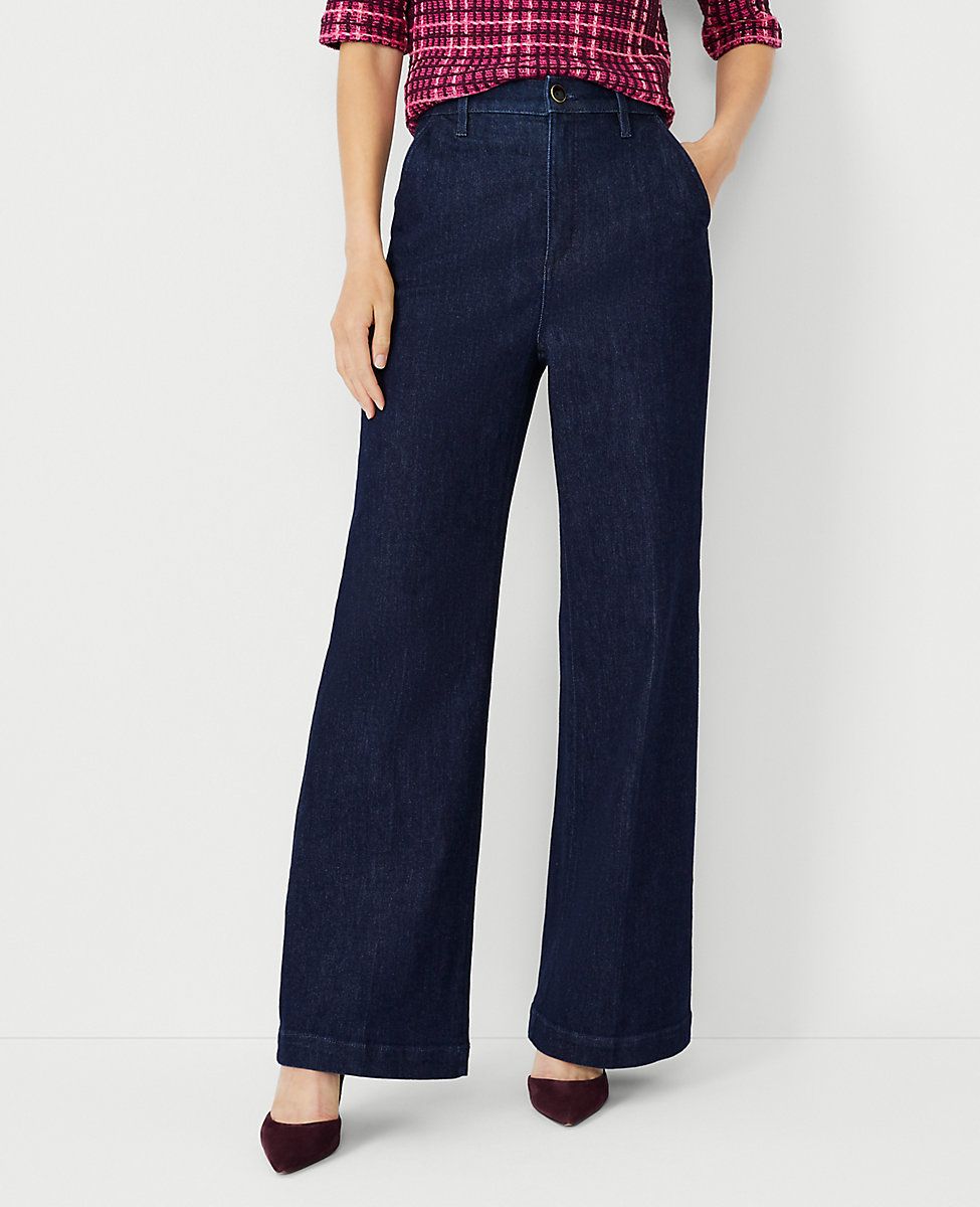 High Rise Trouser Jeans in Classic Rinse Wash | Ann Taylor (US)