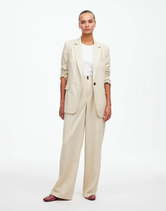 The Harlow Wide-Leg Pant in Herringbone Italian Fabric | Madewell | Madewell