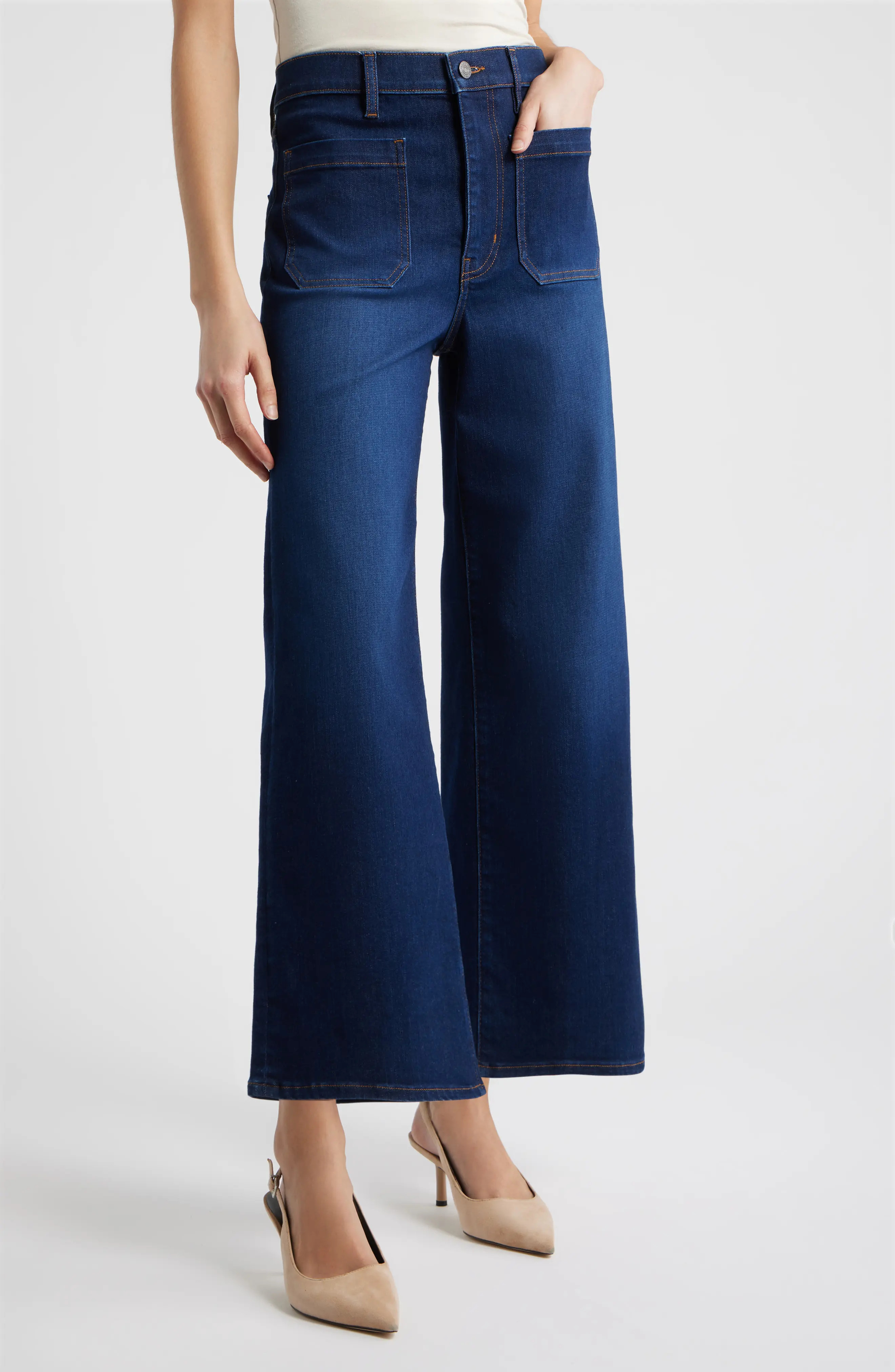 FRAME The Anchor High Waist Patch Pocket Jeans in Cicero at Nordstrom, Size 32 | Nordstrom