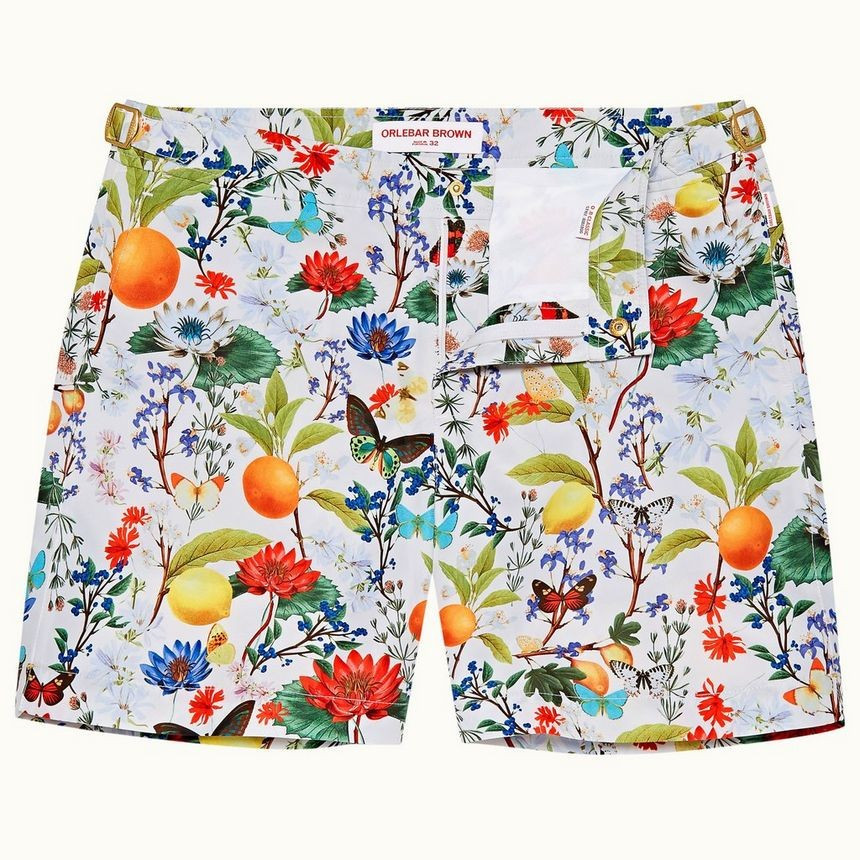 Bulldog - Almond/Multi Botanical Mid-Length Swim Shorts | Orlebar Brown | Orlebar Brown