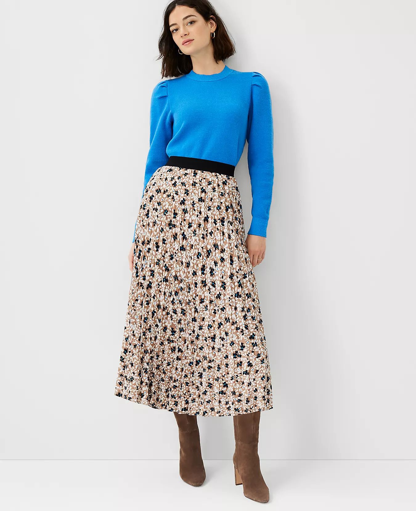 Floral Pleated Midi Skirt | Ann Taylor (US)